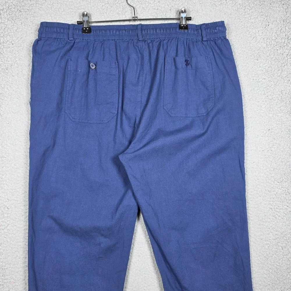 Sailwind Pants Mens Size 38 Royal Blue Linen Blend Stretch Waist Chino Slim Fit